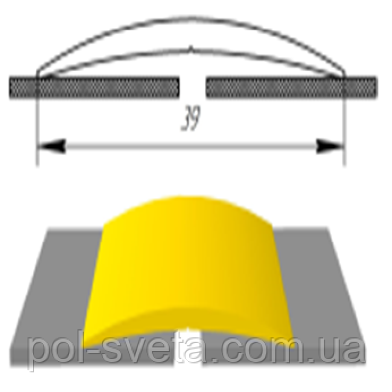 Алюмінієвий поріг АП-011 (довжина 900, 1800, 2700 мм)