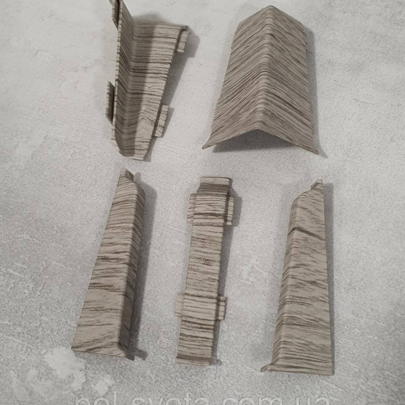 Кут внутрішній до плінтуса ПВХ Grun Holz 70 мм, Себринг 482