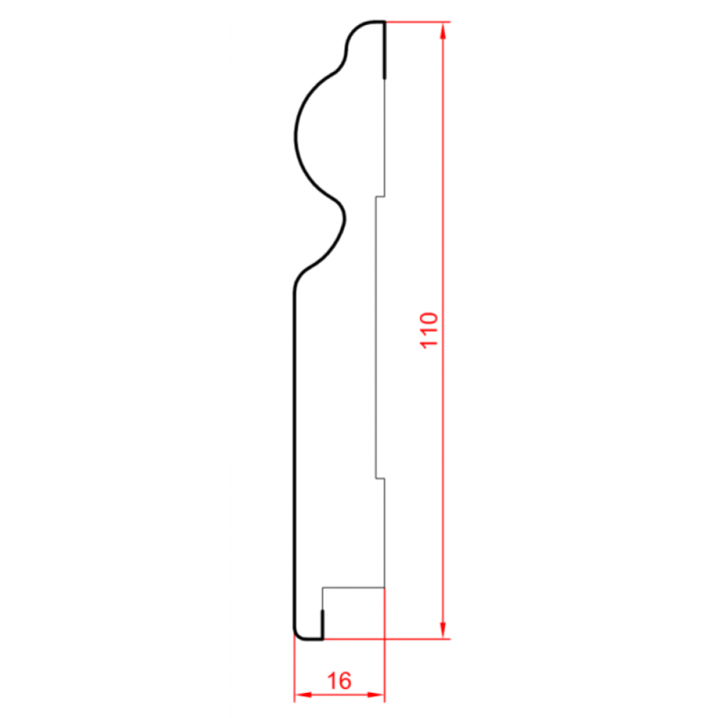 Плінтус Супер профіль ПП16110 Білий 2800х110х16 мм Високий білий плінтус Декоративний плінтус на підлогу