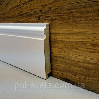 Плінтус Супер профіль ПП16100 Білий 2800х99х16 мм Плінтус для підлоги широкий Білий плінтус підлоговий