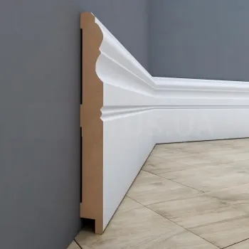 Плінтус Супер профіль ПП16145 Білий 2800х144х16 мм Високий мдф плінтус Декоративний плінтус для підлоги