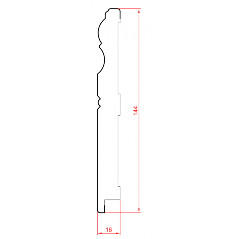 Плінтус Супер профіль ПП16145 Білий 2800х144х16 мм Високий мдф плінтус Декоративний плінтус для підлоги