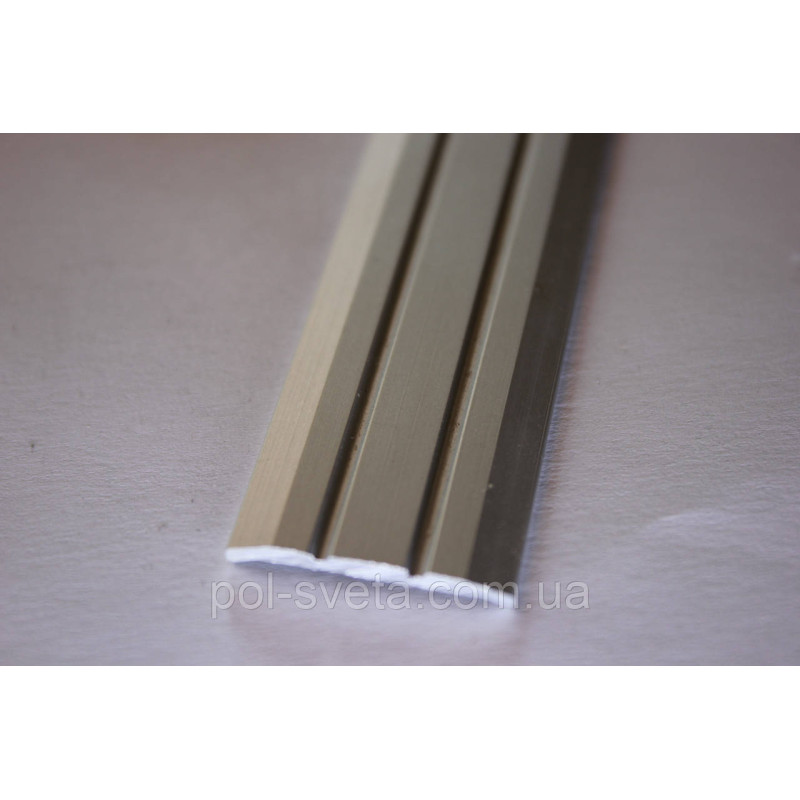 Поріг Алюмінієвий 28мм х 2мм відкритий монтаж, АП-005 ( срібло)