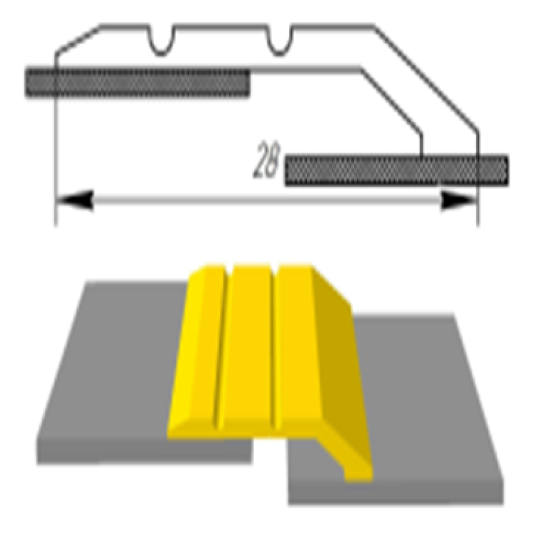 Алюмінієвий підлоговий поріг для перепаду в 5 мм, шириною 28 мм (АП-007)