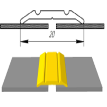 Алюмінієвий підлоговий поріг шириною 20 мм, АП-002 (золото, срібло)
