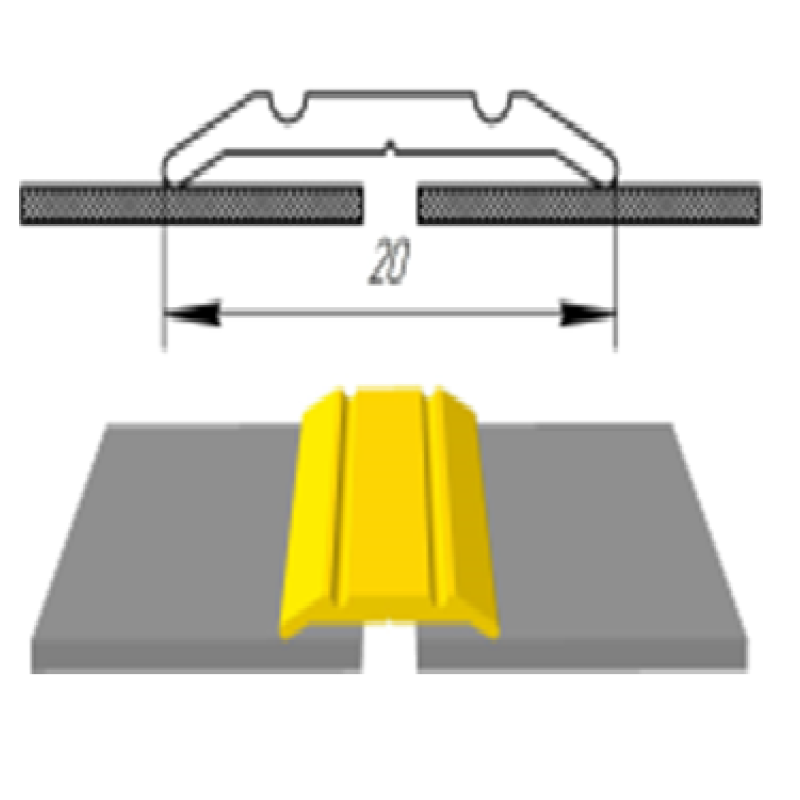 Алюмінієвий підлоговий поріг шириною 20 мм, АП-002 (золото, срібло)