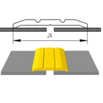 Алюмінієвий підлоговий поріг шириною 24 мм, АП-003 (золото, срібло)