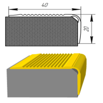 Кутовий алюмінієвий поріжок 40*20 мм довжина 2,7м