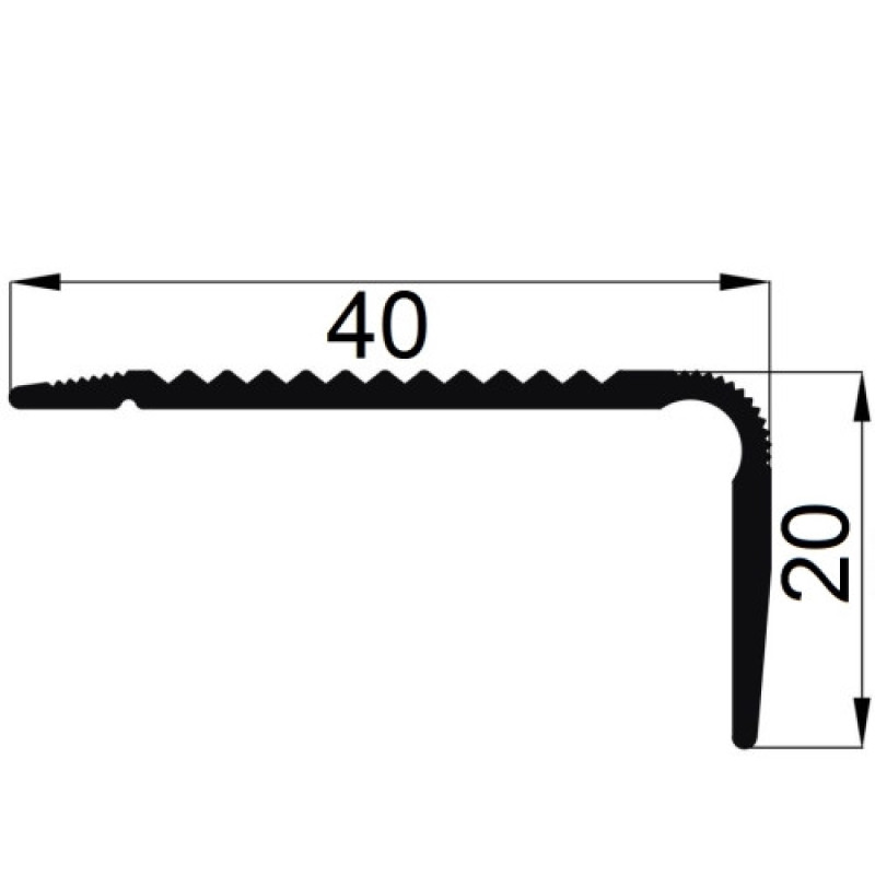 Кутовий алюмінієвий поріжок 40*20 мм довжина 900мм