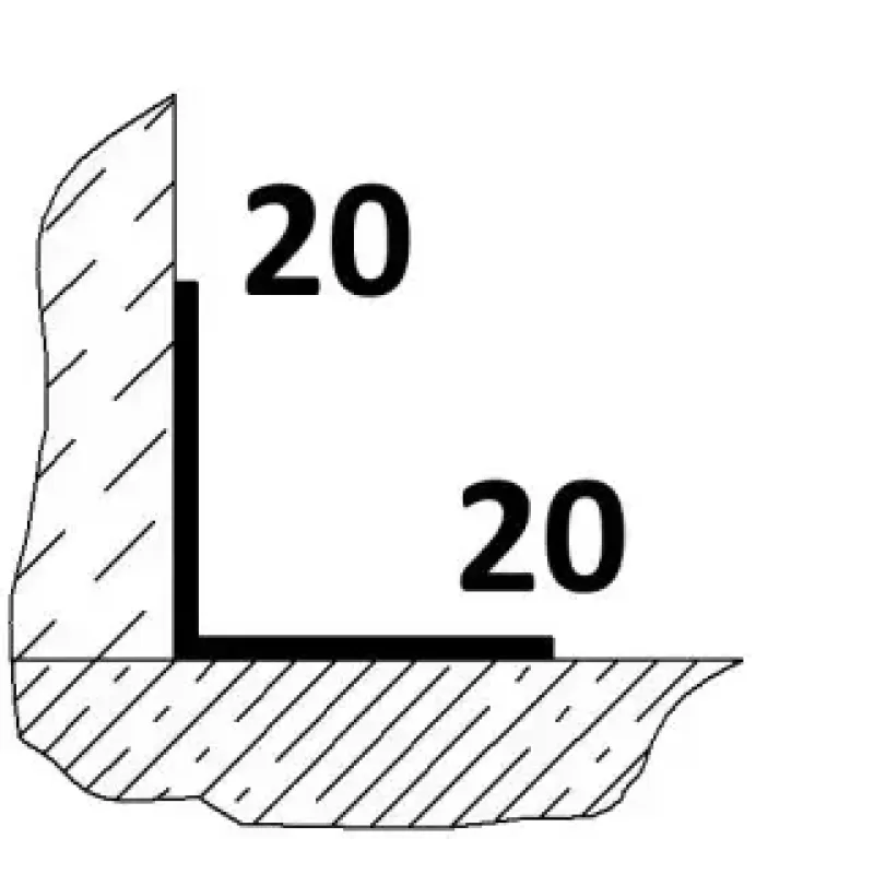 Кутовий алюмінієвий поріжок зовнішний 20*20мм довжина 2,70м Дуб Сірий