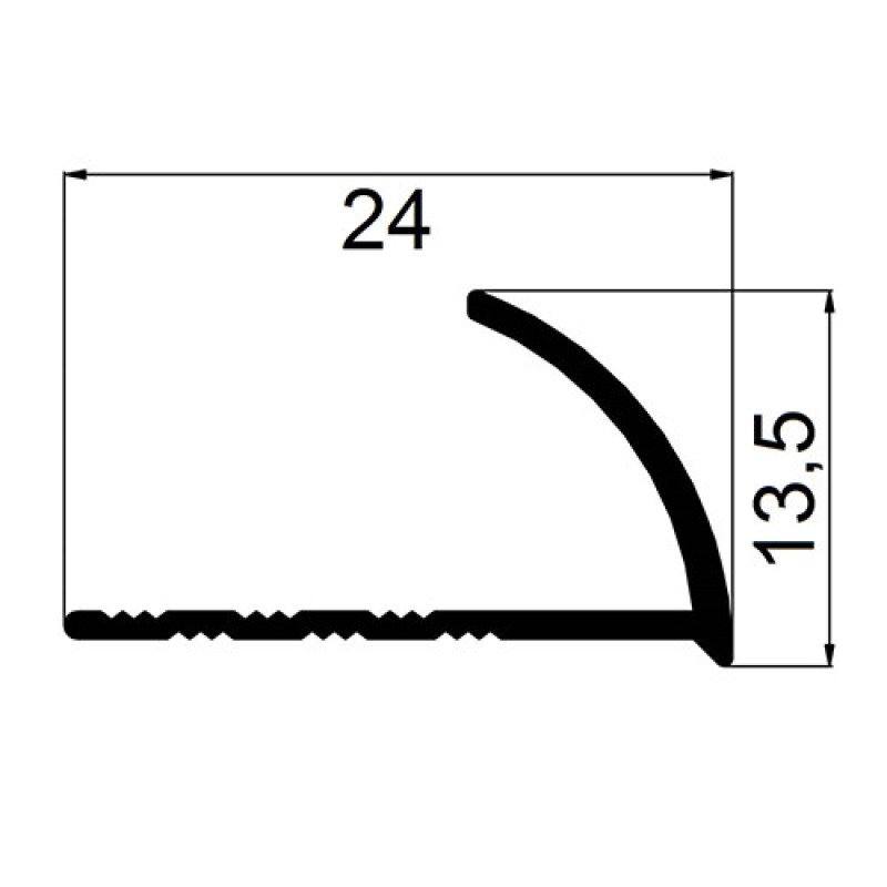 Алюмінієвий куточок напівкруглий для плитки товщиною 10 мм, довжина 2,7 м Срібло (ПЛ-202)