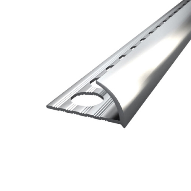 Алюмінієвий куточок напівкруглий для плитки товщиною 10 мм, довжина 2,7 м Срібло (ПЛ-202)