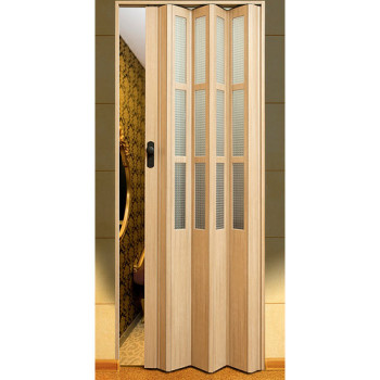 Двері міжкімнатні Symfonia складна (гармошка) зі склом ПВХ Vinci Decor  Мускатний горіх