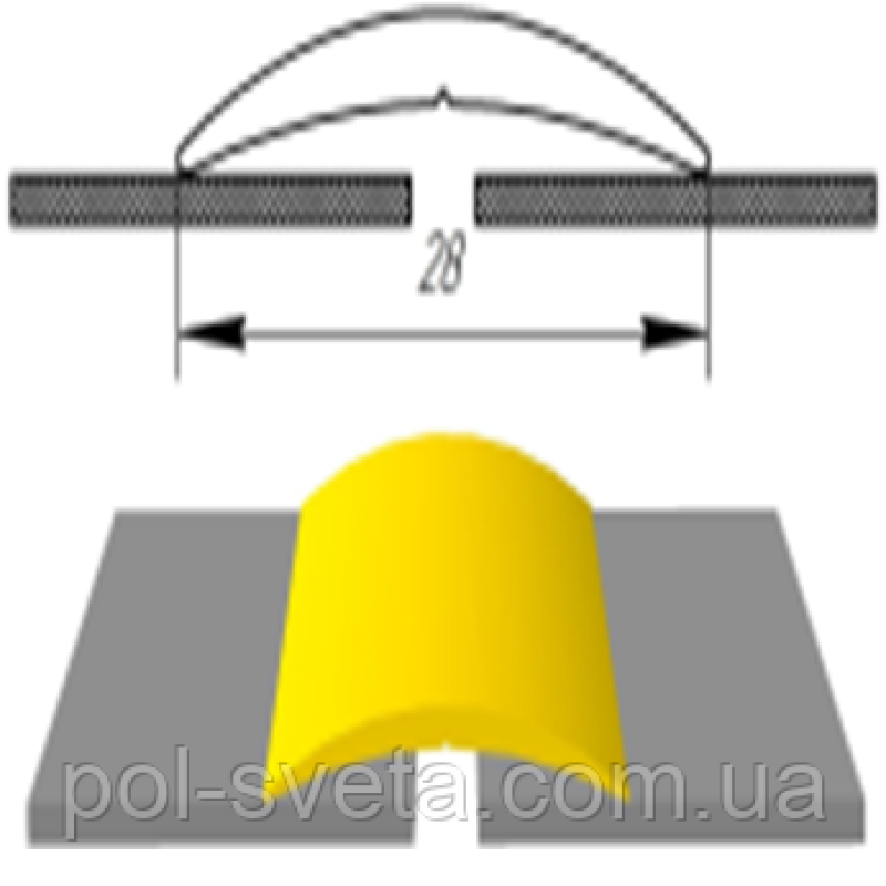 Алюмінієвий поріг шириною 28 мм (АП-004)