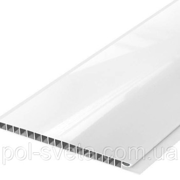 Панель пластикова Decomax А-04 Білий лак 6000х250х8 мм Пластик для обшивки стелі Стельова панель