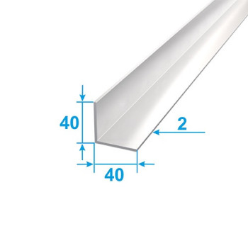 Декоративний алюмінієвий Куточок 40х40х2,0 срібло, довжина 3м