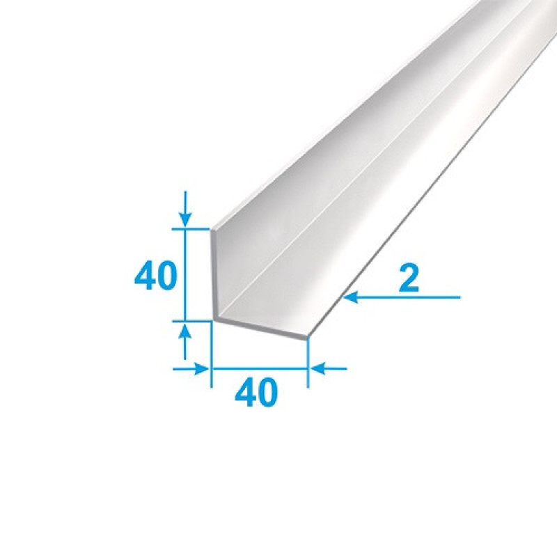 Декоративний алюмінієвий Куточок 40х40х2,0 срібло, довжина 3м