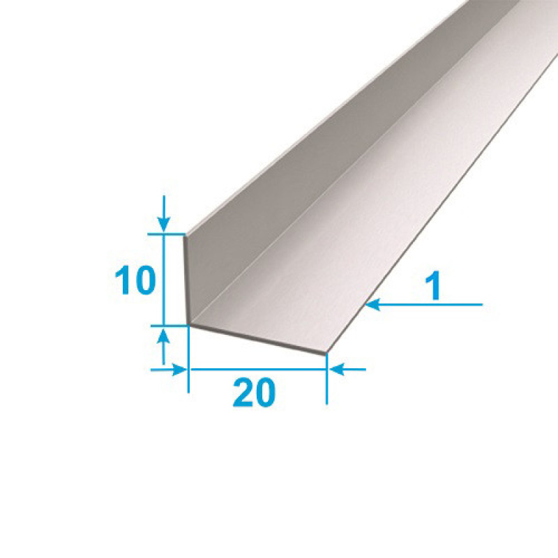 Декоративний алюмінієвий Куточок 20х10х1,0 срібло