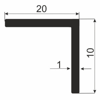 Декоративний алюмінієвий Куточок 20х10х1,0 срібло