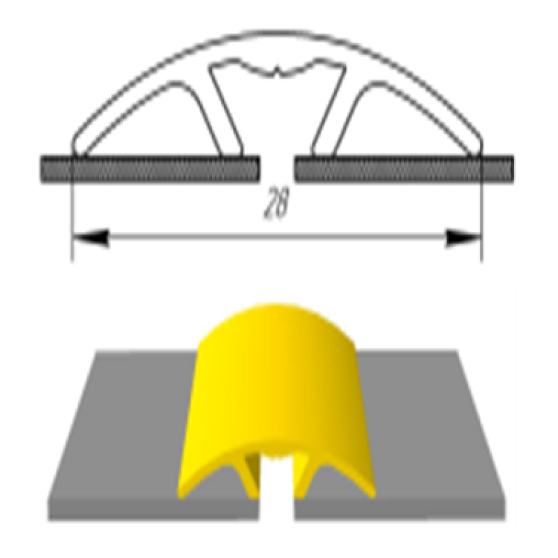Підлоговий алюмінієвий поріг із прихованим кріпленням завширшки 28 мм, Бук (АП-016) 2700