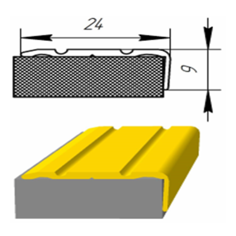 Кутовий алюмінієвий поріжок 24*9мм, Дуб попелястий довжина 900мм