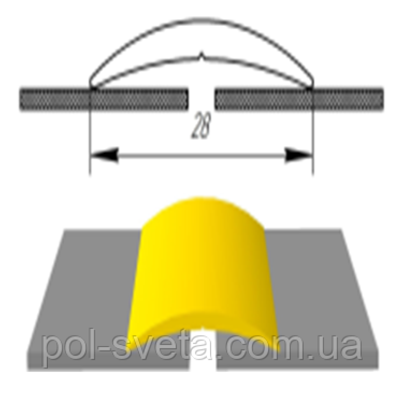Алюмінієвий поріг  напівкругле відкрите кріплення АП-004 довжина 2700мм