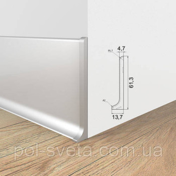 Закінченя на алюмінієвий плінтус 60 мм, пара ( срібло )