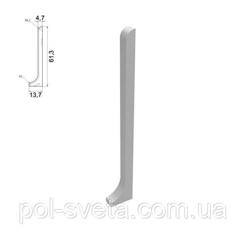 Закінченя на алюмінієвий плінтус 60 мм, пара ( срібло )