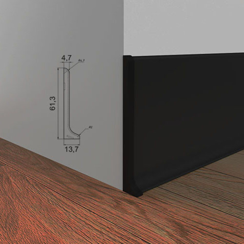 Закінченя на алюмінієвий плінтус 60 мм, пара ( чорний )