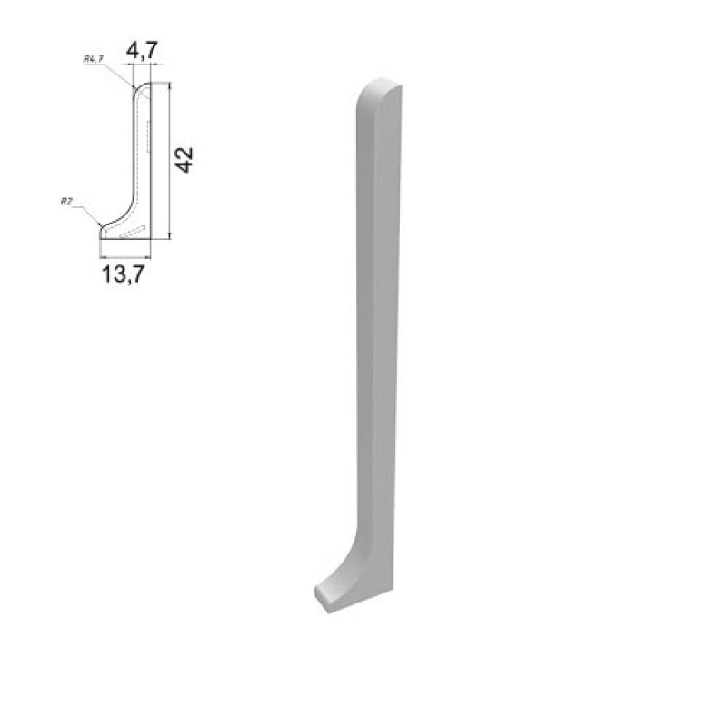 Закінченя на алюмінієвий плінтус 40 мм, пара, анодована ( срібло )
