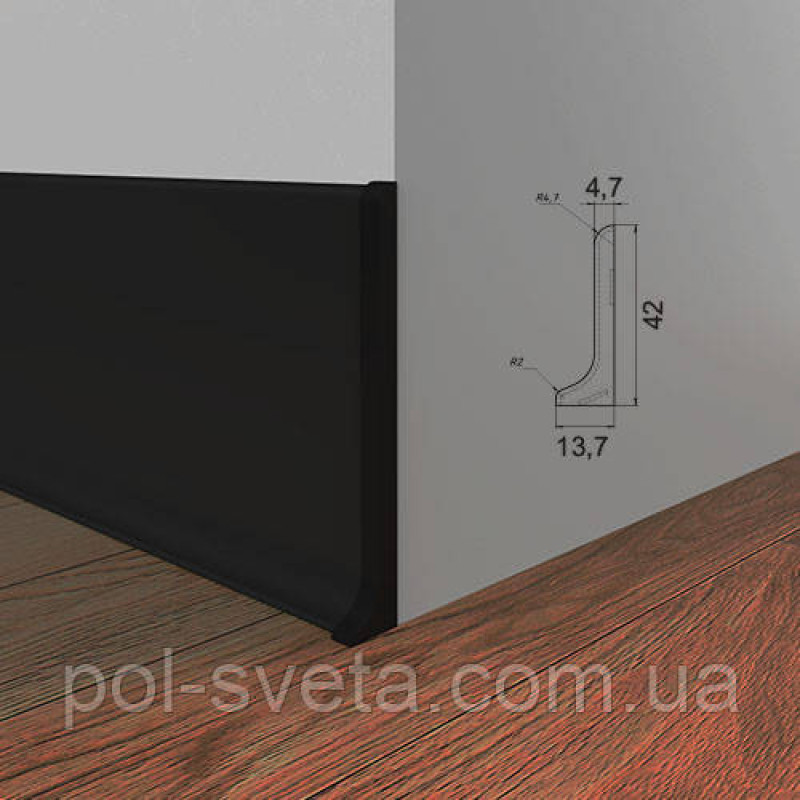 Закінченя на алюмінієвий плінтус 40 мм, пара ( чорний )