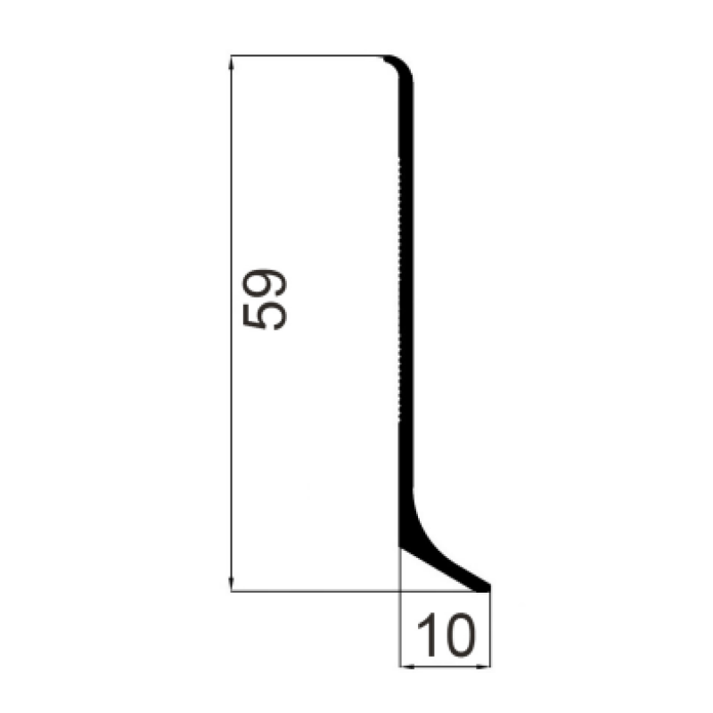 Плінтус алюмінієвий накладений 60 мм білий (RAL-9016) матовий 2.5 м