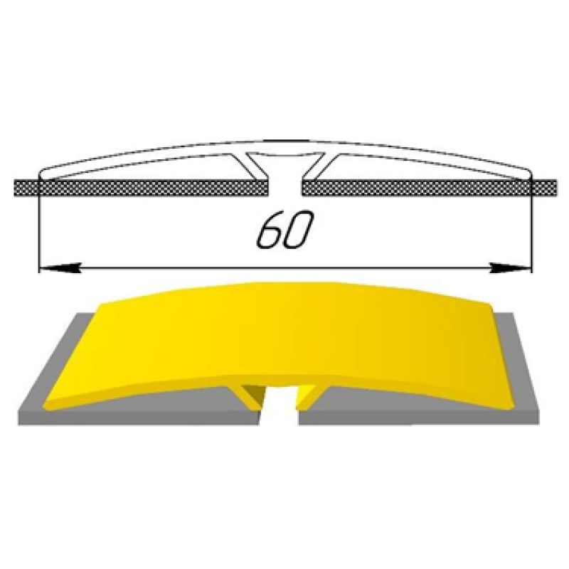 Напівкруглий підлоговий поріг шириною 60мм Горіх лісовий (АП-14)