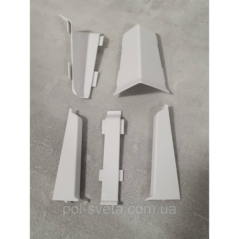 Ліве закінчення до плінтуса ПВХ Grun Holz 70 мм, Білий 000