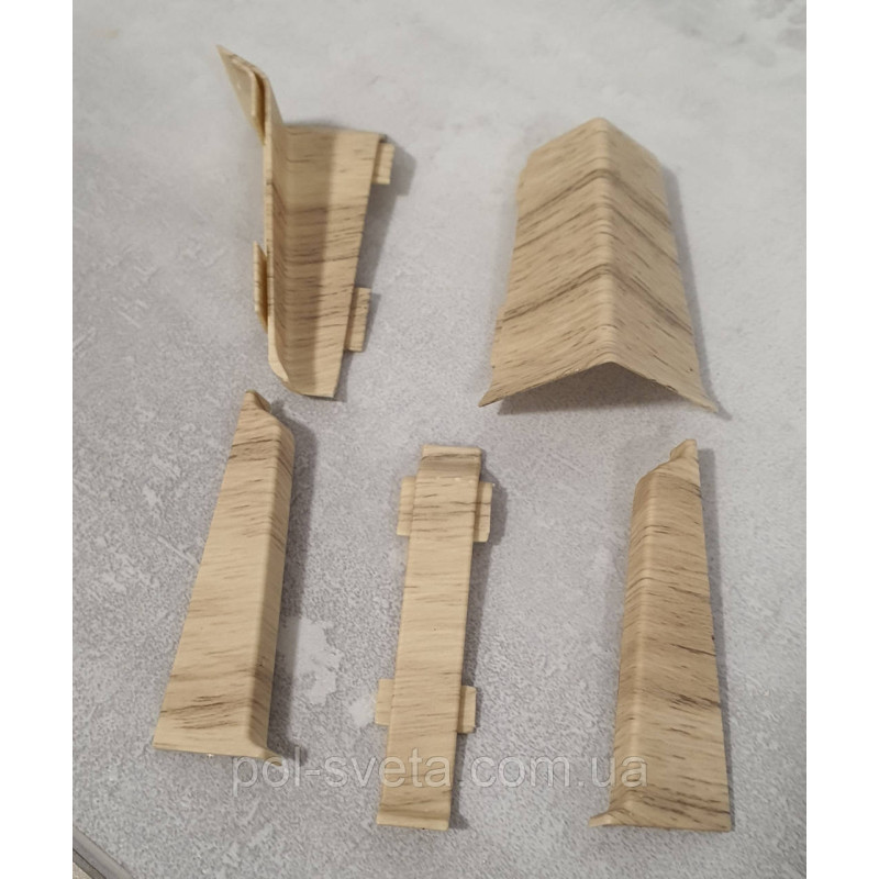 Ліве закінчення до плінтуса ПВХ Grun Holz 70 мм, Горіх Модерн 015