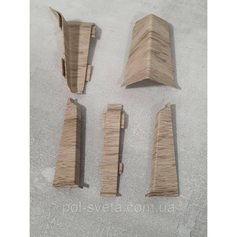 Ліве закінчення до плінтуса ПВХ Grun Holz 70 мм, Дуб Хаскі 014