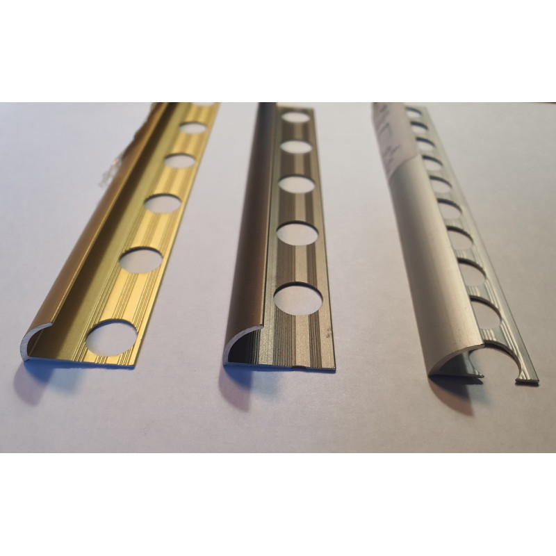 Зовнішній куточок алюмінієвий для плитки товщиною 8 мм довжина 2,7 м Золото (ПЛ-201)