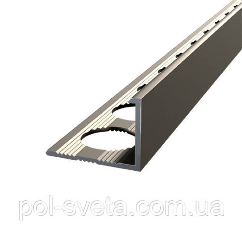 Алюмінієвий профіль для плитки зовнішний L-подібний 10 мм, Шампань