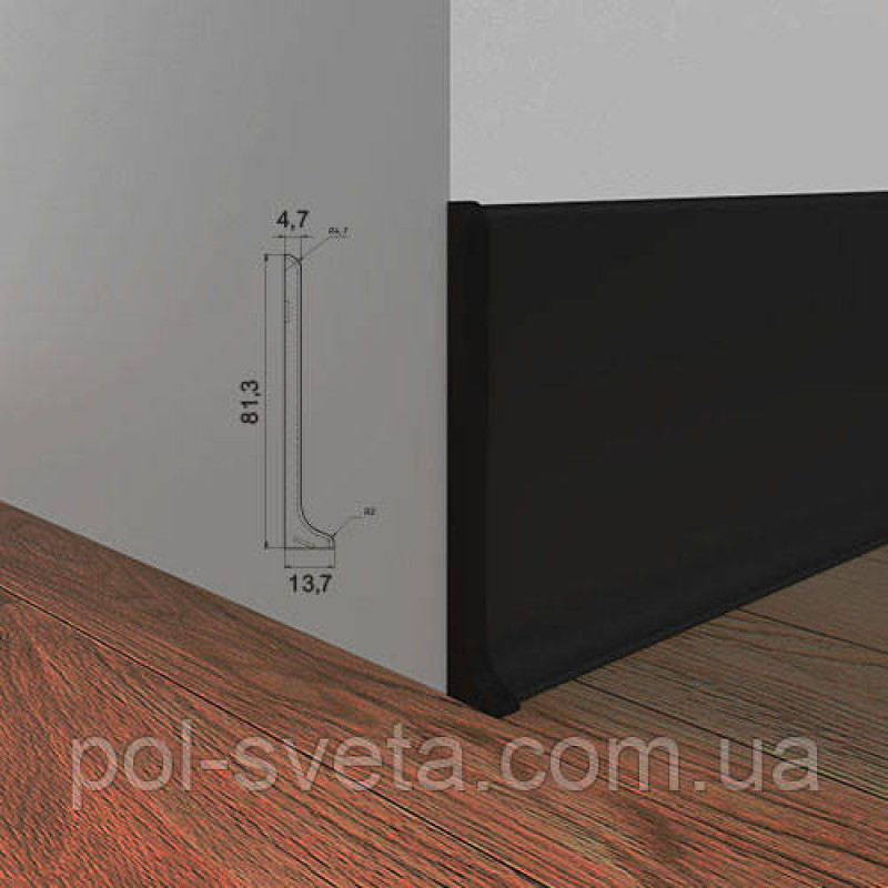 Заглушки на алюмінієвий плінтус 80 мм, пара ( чорна)