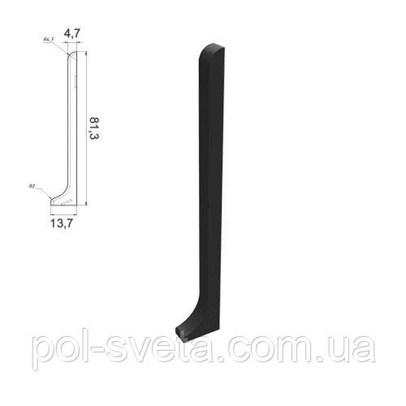 Заглушки на алюмінієвий плінтус 80 мм, пара ( чорна)