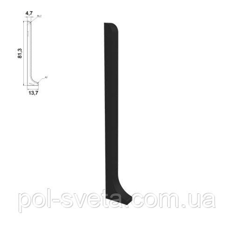 Заглушки на алюмінієвий плінтус 80 мм, пара ( чорна)