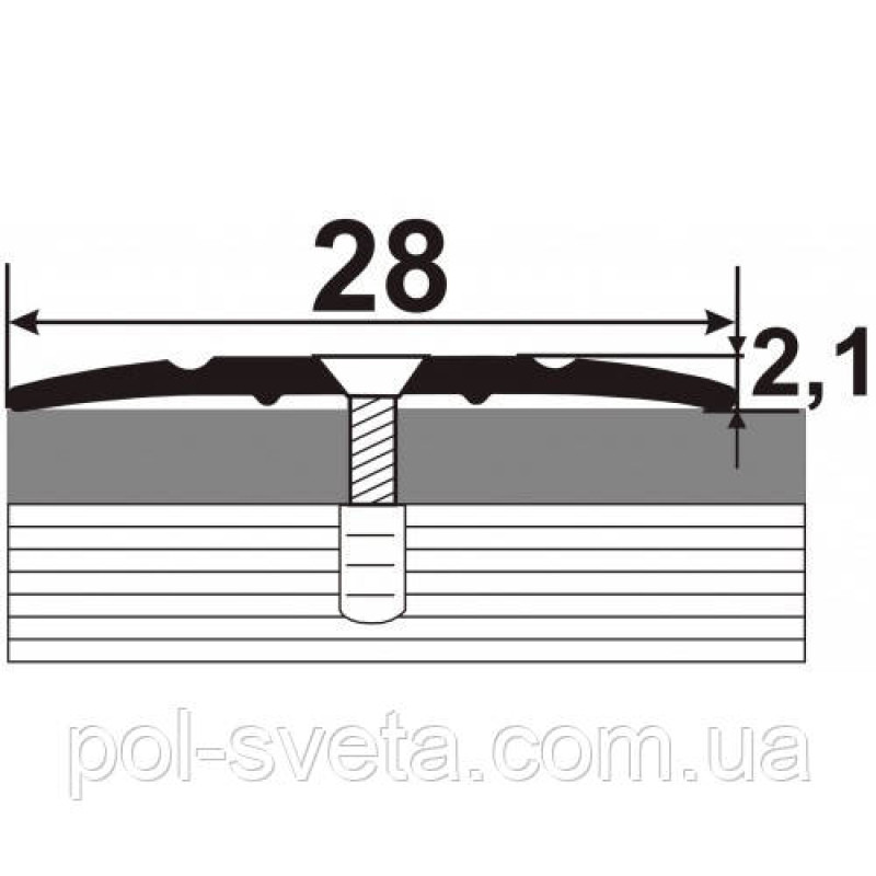 Поріг Алюмінієвий 28мм х 2мм відкритий монтаж, АП-005 ( Золото)