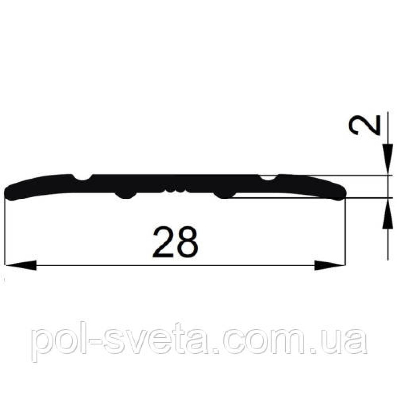 Поріг Алюмінієвий 28мм х 2мм відкритий монтаж, Дуб Глазго (АП005)