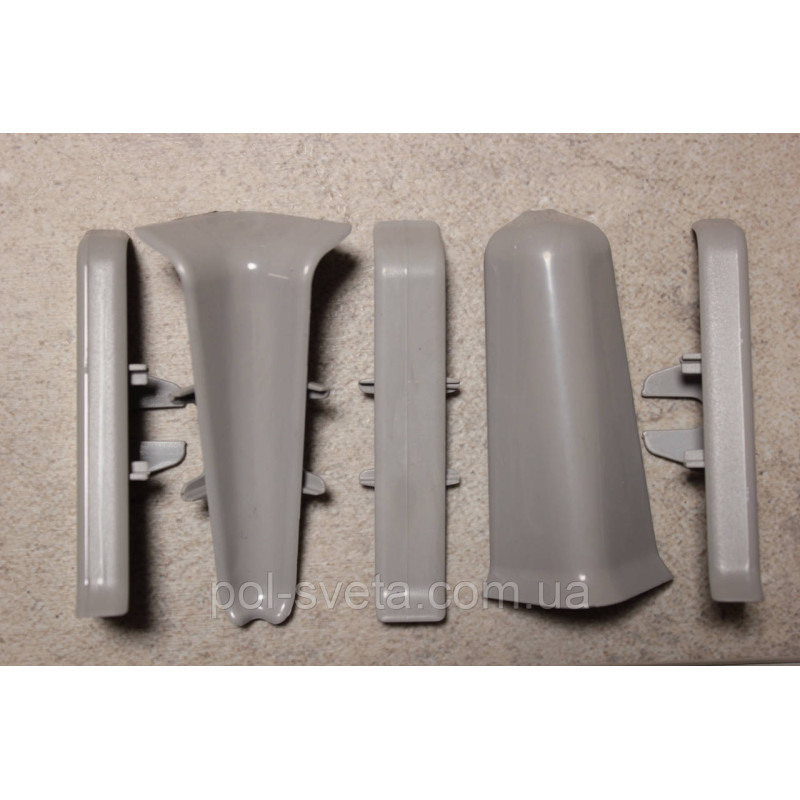 Фурнітура до плінтуса ПВХ ТерПол 22х70х2200 мм, Платиново-сірий 006