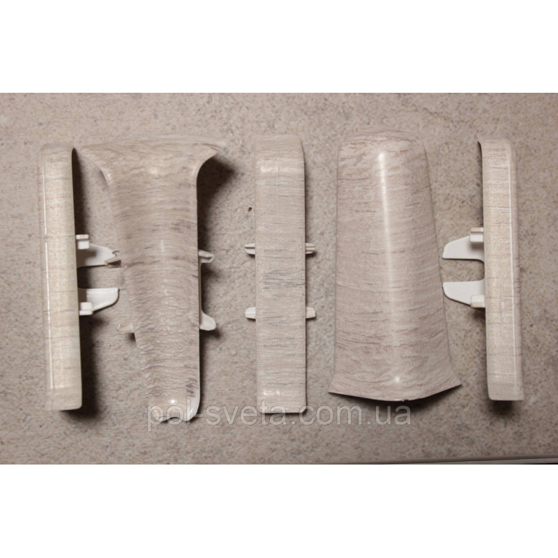 Фурнітура до плінтуса ПВХ ТерПол 22х70х2200 мм, Ясень Б'янко 008