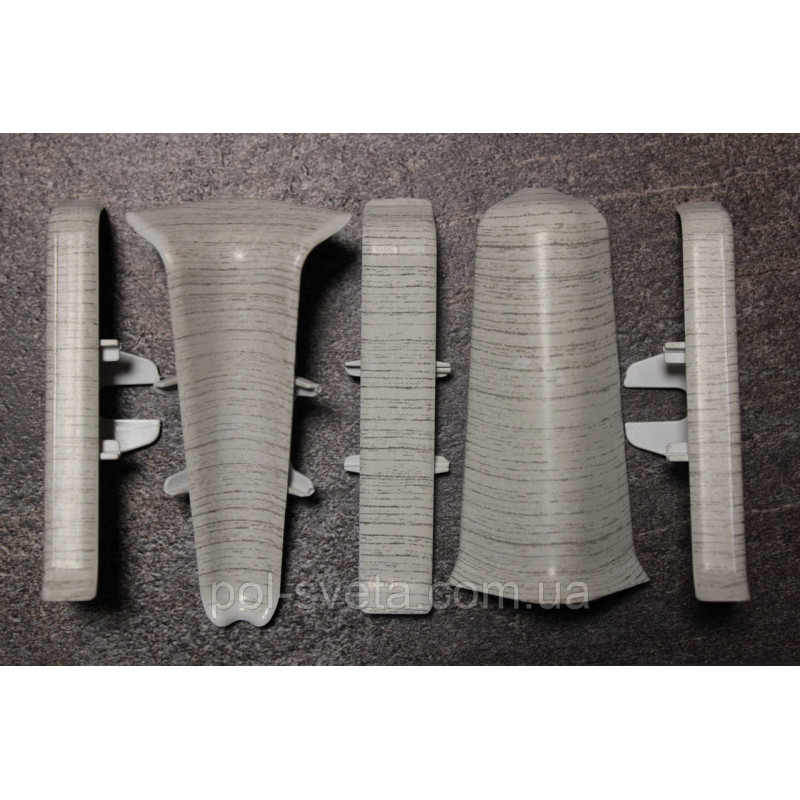 Фурнитура к плинтусу ПВХ ТерПол 22х70х2200 мм, Ясень Серый 011 Кут зовнішній