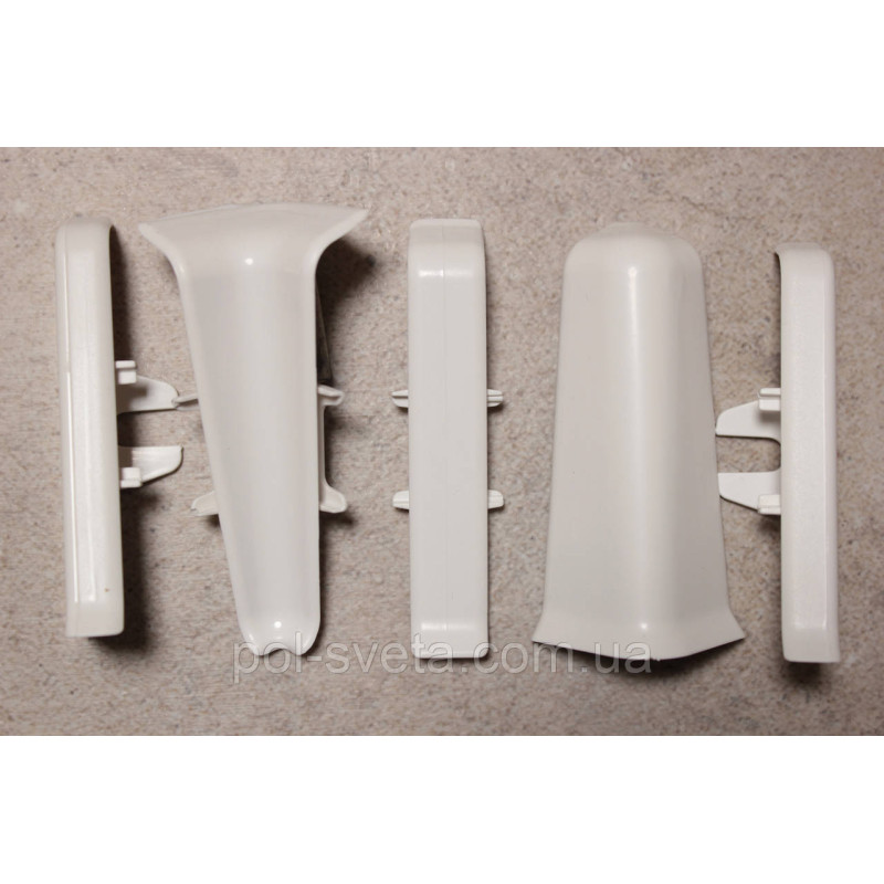 Фурнітура до плінтусу ПВХ ТерПол 22х70х2200 мм, Білий Лаковий 002 Кутклиншней