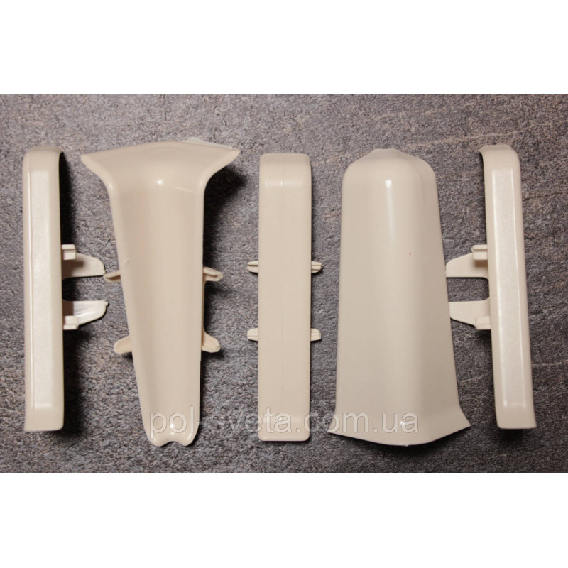 Фурнитура к плинтусу ПВХ ТерПол 22х70х2200 мм, Кремово-белый 003 Кут внутрішній