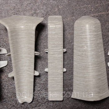 Фурнитура к плинтусу ПВХ ТерПол 22х70х2200 мм, Дуб Серый 018 Кут зовнішній