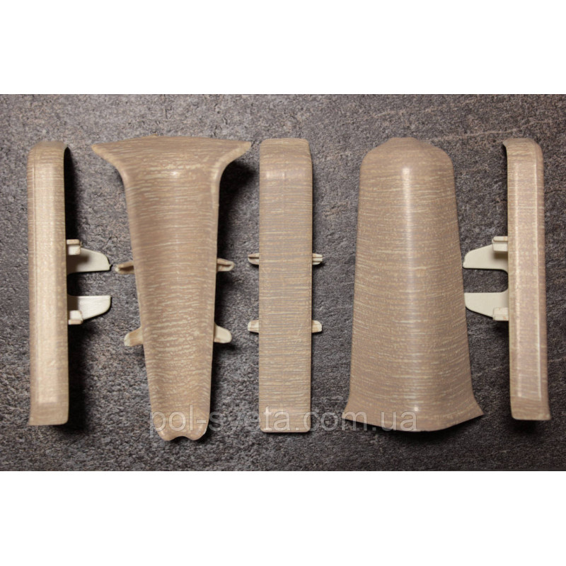 Фурнитура к плинтусу ПВХ ТерПол 22х70х2200 мм, Дуб Невада 023 Кут внутрішній